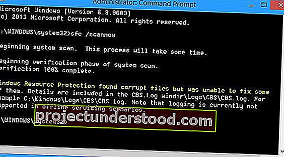 Perlindungan Sumber Windows menemui fail yang rosak