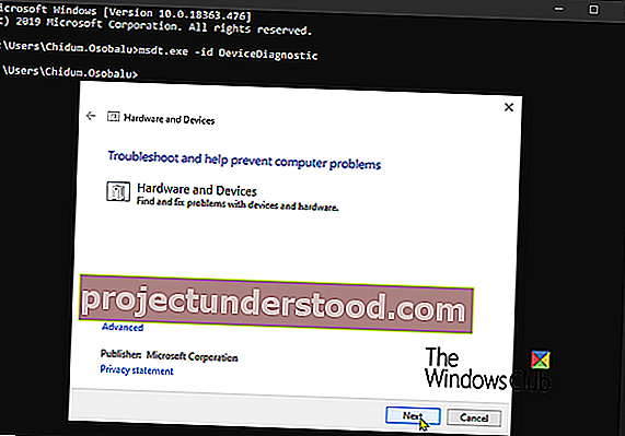 Penyelesai Masalah Perkakasan dan Peranti tiada di Windows 10