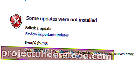 Windows 10의 Windows Update 오류 0x80073712