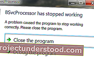 BSvcProcessor telah berhenti bekerja