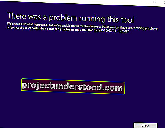 Windows Media Oluşturma Aracı hatası 0x80072F76-0x20017