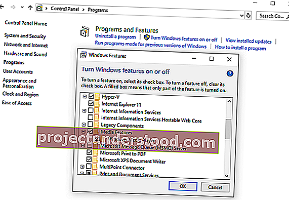 Instal Windows Media Player 12 di Windows 10