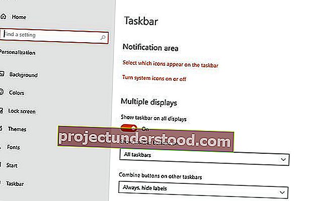 Taskbar Multiple Displays Settings