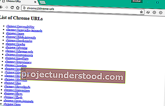 URL Chrome Tersembunyi atau Halaman Internal