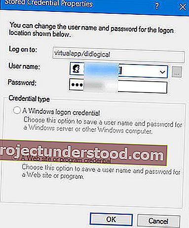 แก้ไขชื่อผู้ใช้และรหัสผ่านที่จัดเก็บไว้