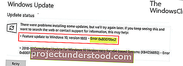 Kesalahan Pembaruan Windows 0x80070bc2