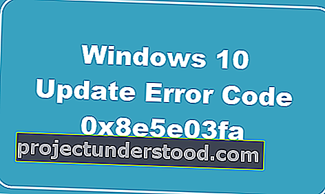 رمز خطأ تحديث Windows 10 0x8e5e03fa