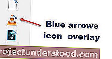 panah biru pada ikon desktop