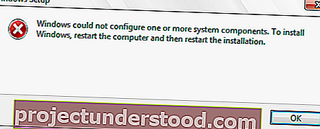 تعذر على Windows تكوين مكون أو أكثر من مكونات النظام