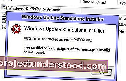 Kesalahan Penginstal Mandiri Pembaruan Windows 0x80096002