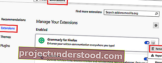 Hapus add-on dari Firefox