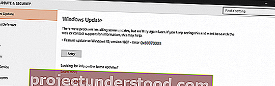 ข้อผิดพลาด Windows Update 0x80070003 ใน Windows 10