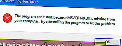 يتعذر بدء تشغيل البرنامج لأن MSVCP140.dll مفقود من جهاز الكمبيوتر الخاص بك