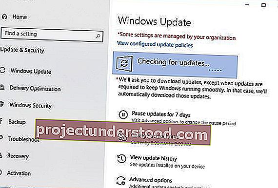 تم تعليق تحديث Windows 10 عند التحقق من وجود تحديثات