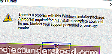 Ada masalah dengan paket Penginstal Windows ini