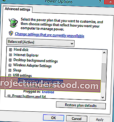 USB Selected suspend setting