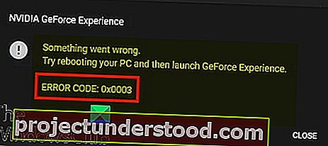 Kesalahan NVIDIA GeForce Experience 0x0003