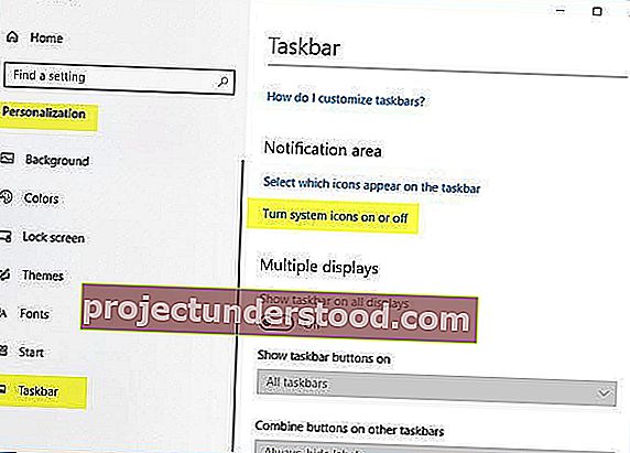 Ikon kelantangan tiada dari Taskbar