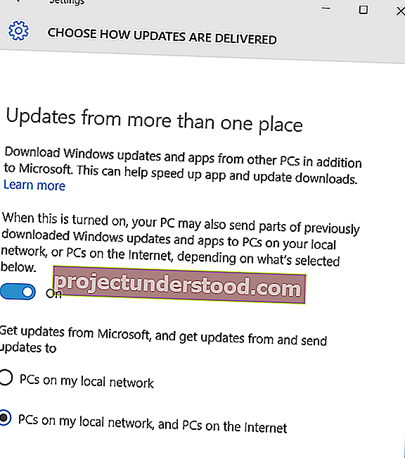 تحسين التسليم في Windows Update