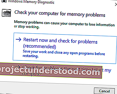 تشخيصات ذاكرة Windows